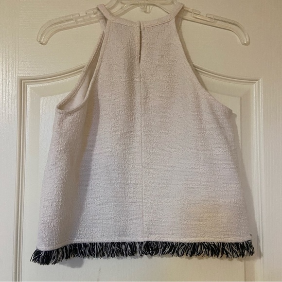 Off White Halter Top with Fringe Hem - Picture 2 of 7